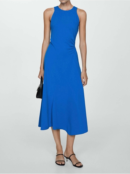 Mango Dresses & Skirts - Mango Sleeveless Cobalt Blue Maxi Dress with Side Ruching